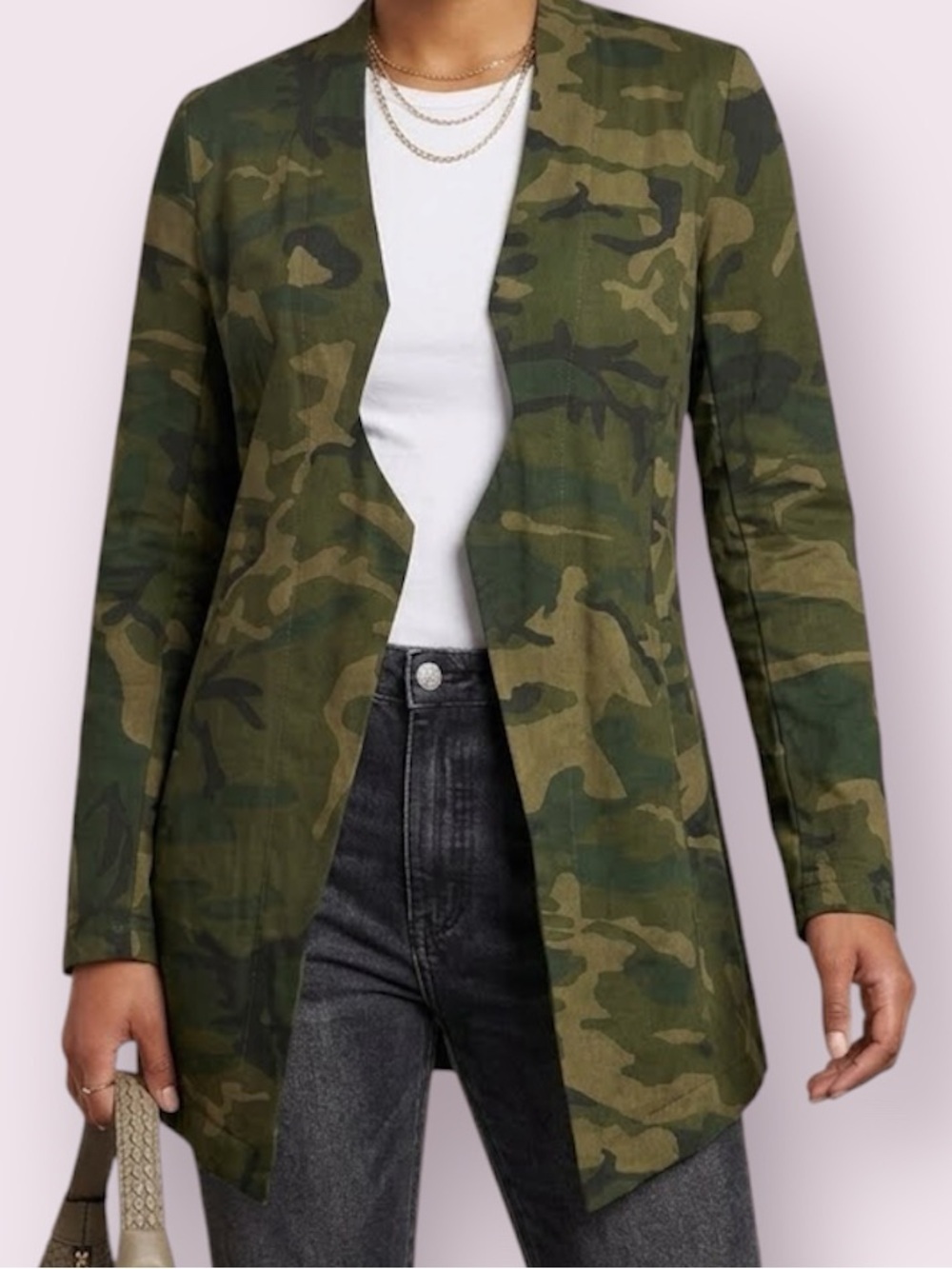 One Teaspoon Camo Knit Open Front Cardigan Blazer Jacket Green Size XS